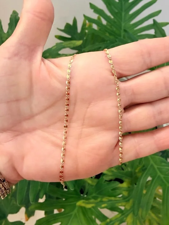 New 14K yellow gold Choker chain delicate good for Layering Necklace - Picture 4 of 6